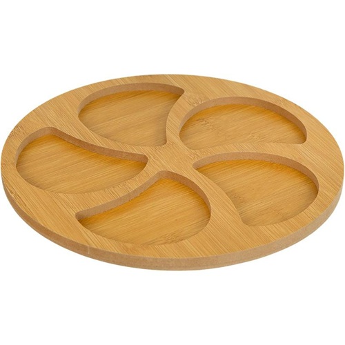 Мінажниця для закусок Ø29см на 5 секцій "Кругла", бамбук