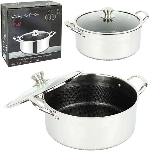 Кастрюля стальная Ø28см L11,5см (6л) с 6-слойным покрытием