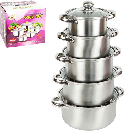 Набір каструль із нержавіючої сталі 5шт 1/1,5/2/2,5/3л з кришками Ø16/18/20/22/24см