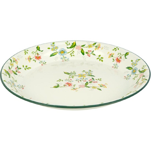 Емальований піднос 30см з квітковим орнаментом