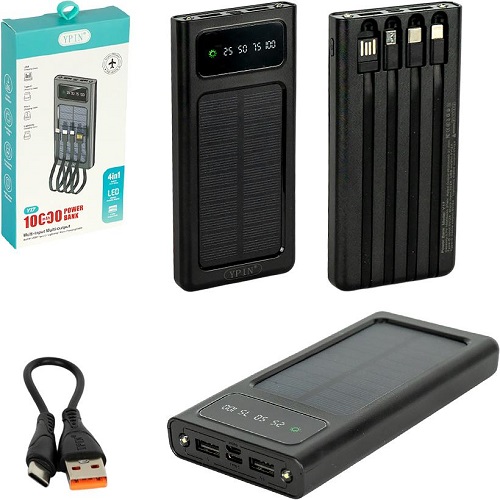 Портативний зарядний пристрій1000mAh Power Bank 4в1 із сонячною панеллю