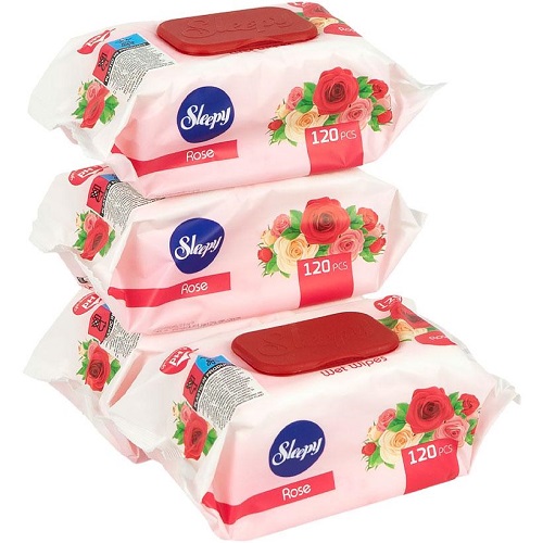 Вологі серветки Rose 120шт. з клапаном ТМ SLEEPY