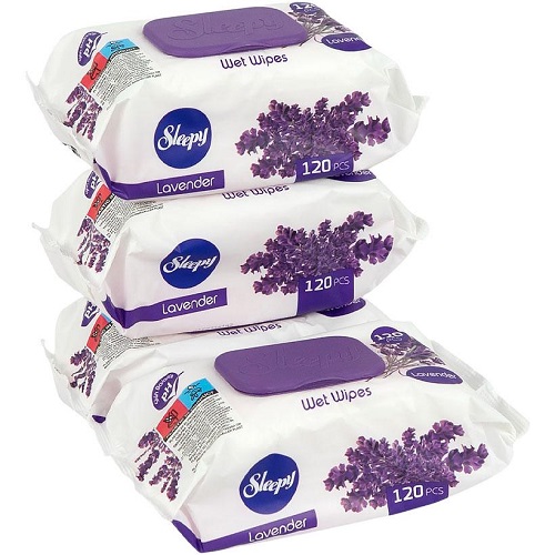 Вологі серветки Lavender 120шт. з клапаном ТМ SLEEPY