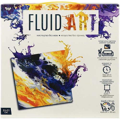 Креативна творчість "Fluid ART" 31*31см + 6 фарб*30мл