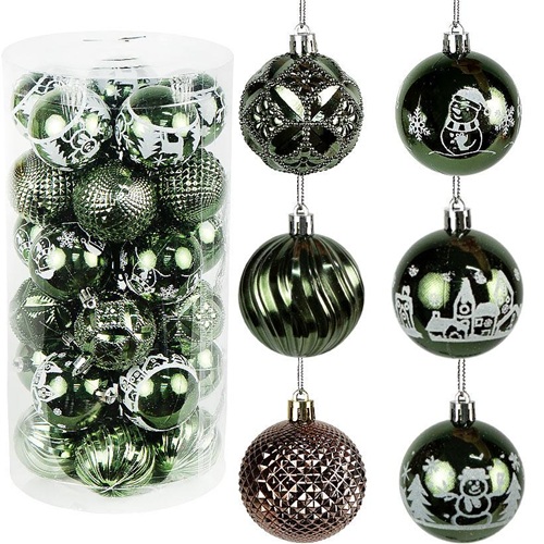 Набор шариков 30 штук Ø6см "Темно-зеленый" тубус 