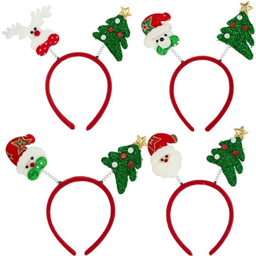 Ободок новорічний з пружинками "Санта/Ведмедик/Сніговик/Олень ялинки"