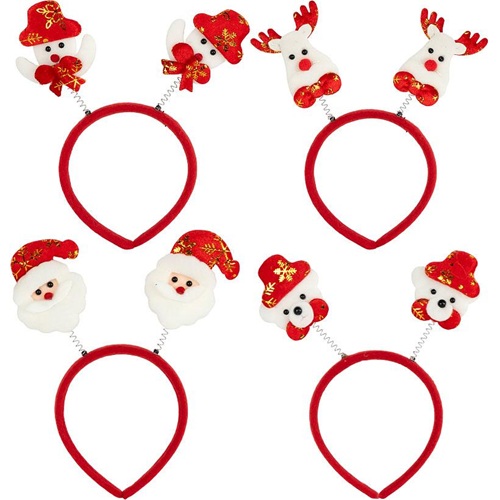Ободок новогодний с пружинками "Санта/Медведик/Снеговик/Олень"
