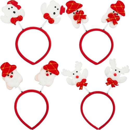 Ободок новорічний з пружинками "Санта/Ведмедик/Сніговик/Олень у червоному"