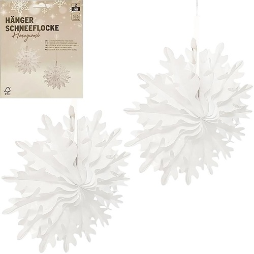 Набор подвесных бумажных новогодних украшений 2шт "Снежинка" 26*26см