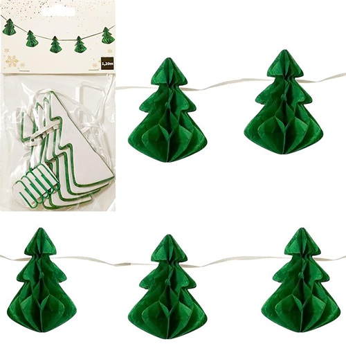 Гирлянда из бумажных новогодних украшений 5шт "Елочки"