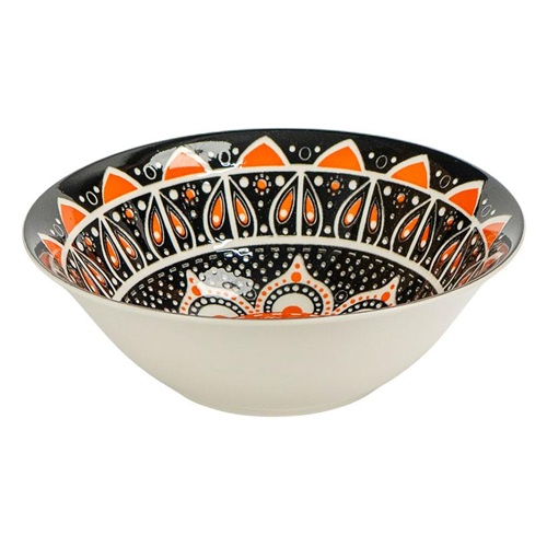 Тарелка глубокая керамическая с узором  ⌀17,5*7,5см, 500мл