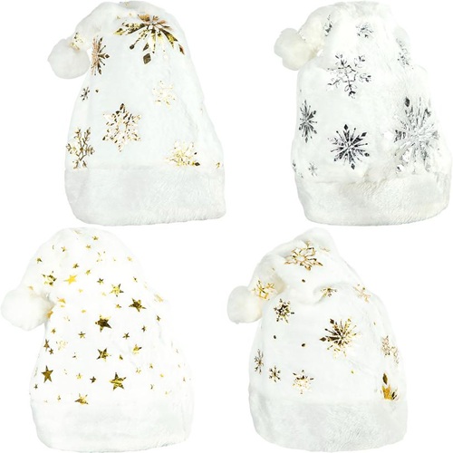 Шапка Новогодняя блестящая белая