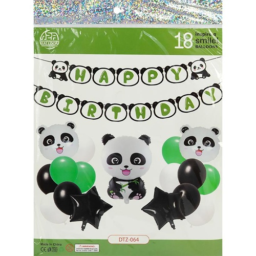 Набор воздушных шаров 18шт для создания фотозоны "Happy birthday - Панда"