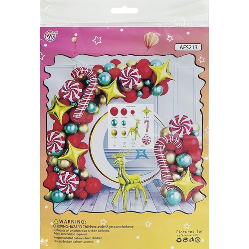 Набір повітряних куль 126шт "Новорічна - Золотий олень з цукерками" для створення фотозони