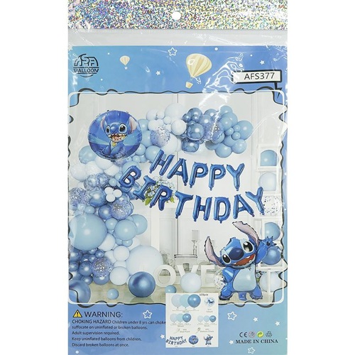Набір повітряних куль 109шт для створення фотозони "Happy Birthday - Стіч"