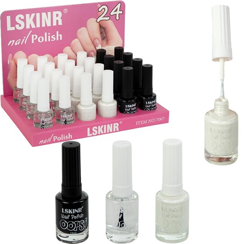 Лак для ногтей 15мл "Черный,белый+топ"