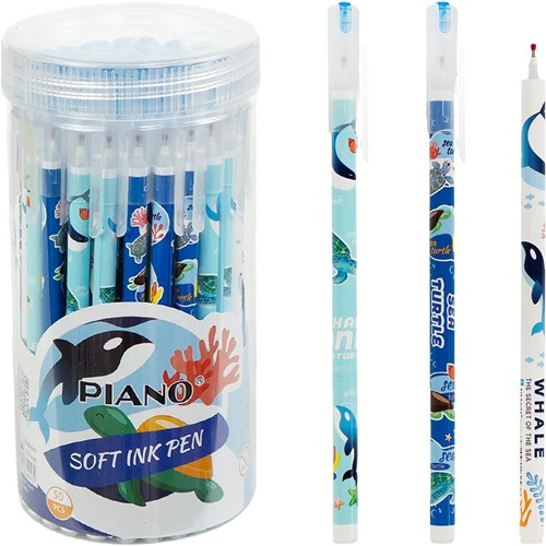 Ручка шариковая "морские обитатели" 0,7мм, синяя PIANO в тубусе