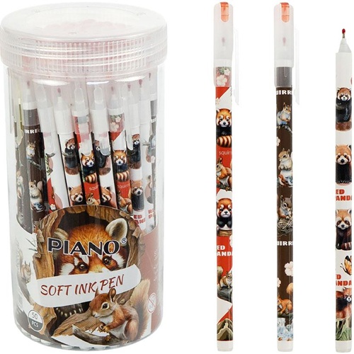 Ручка шариковая "белка/енот" 0,7мм, синяя PIANO в тубусе