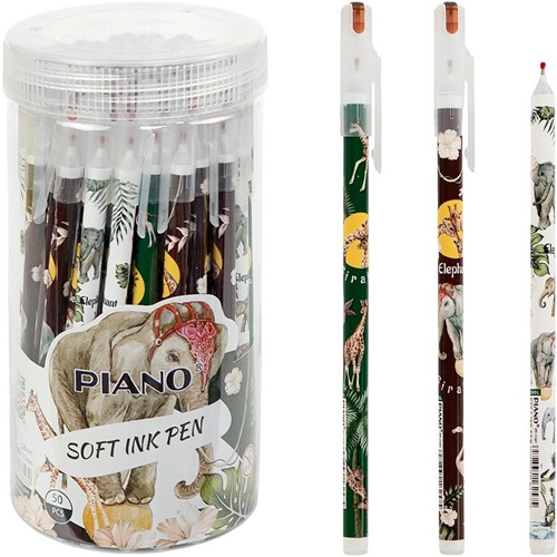 Ручка шариковая "слон/жираф" 0,7мм, синяя PIANO в тубусе