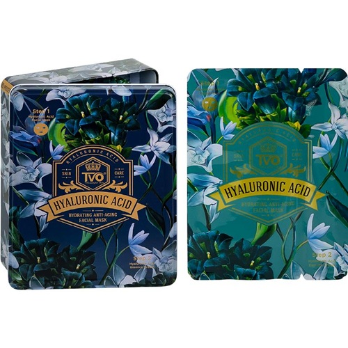 Набір Масок 2в1 тканинних 10шт "Hyaluronic Acid" для обличчя в металевому боксі