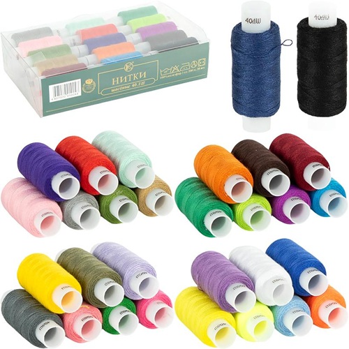 Нитки швейні 30шт кольорові, поліестер
