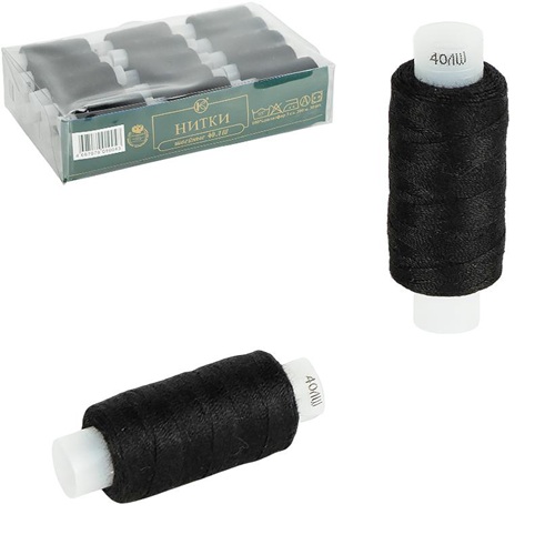 Нитки швейні 30шт чорного кольору, поліестер
