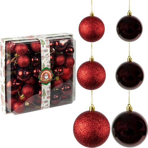 Набор новогодних шаров 42шт "Бордо" D4/5/6/7см