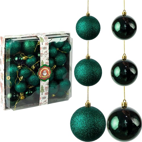 Набір новорічних куль 42шт "Смарагд" Ø4/5/6/7см