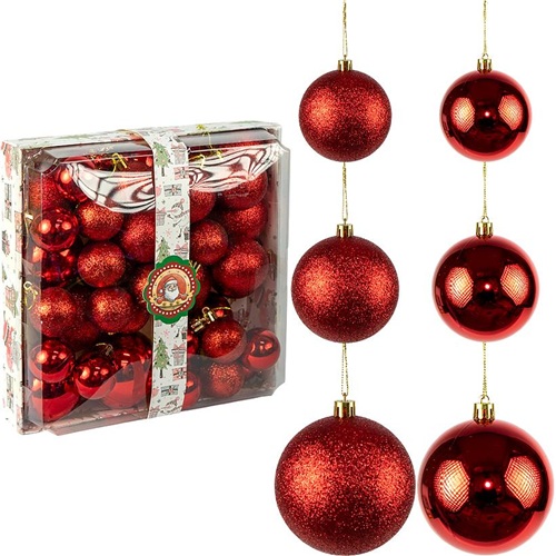 Набір новорічних куль 42шт "Червоний" D4/5/6/7см