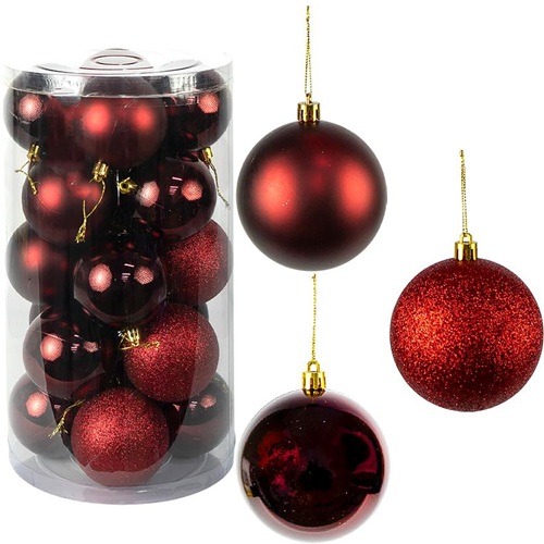 Набор новогодних шаров 20шт Ø6см "Бордо" в тубусе