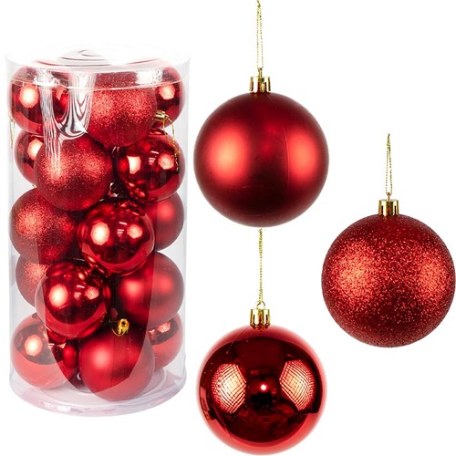 Набор новогодних шаров 20шт Ø6см "Красный" в тубусе
