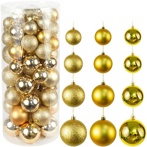 Набір новорічних куль Ø5/6/7/8см "Золото" тубус (72шт)