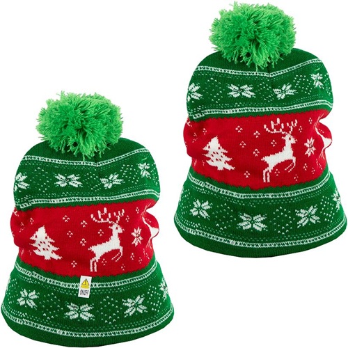 Шапка Новогодняя "Елки, Елени, Снежинки" с LED подсветкой