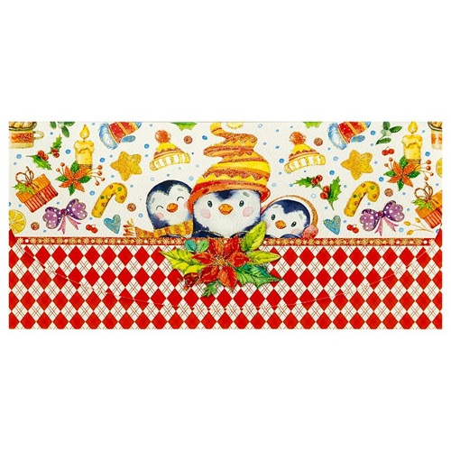 Открытка поздравительная "КЛАТЧ" Новогодняя - Пингвинята, 211*105мм