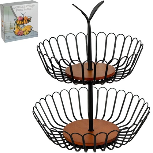 Двоярусна металева фруктівниця 35см