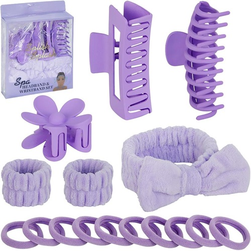 Подарунковий набір «Spa Headband & Wristband Set» фіолетовий