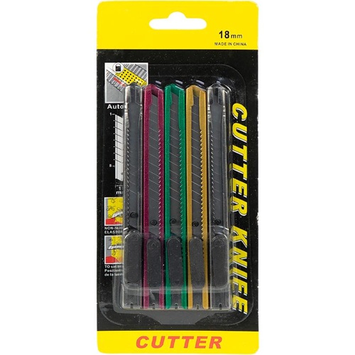 Набір канцелярських ножів 18мм, 5 штук