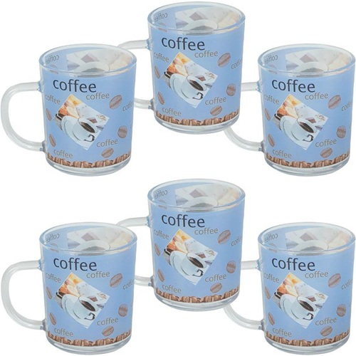 Чашка скло кольорова "Coffee" 200мл блакитна