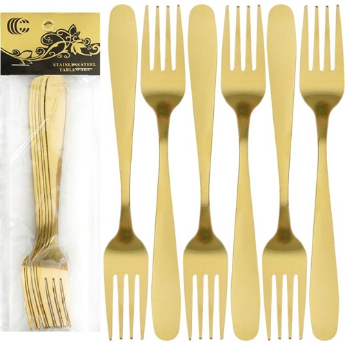 Набір столових виделок 6шт "Без малюнка" золото 21см