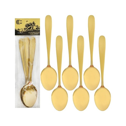 Набір чайних ложок 6шт "Без малюнка" золото 15,5см