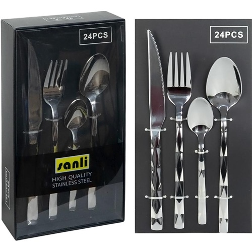 Набір столового приладдя 24 предмети срібло