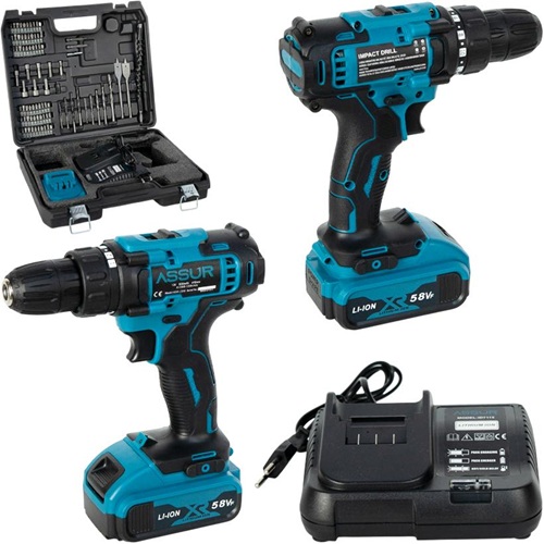 Акумуляторна дрель 12V з патроном 10мм, набір 32 предметів у кейсі