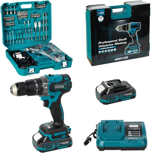 Акумуляторна ударна дрель 13мм 21V безщітковий з набором аксесуарів, кейс+коробка