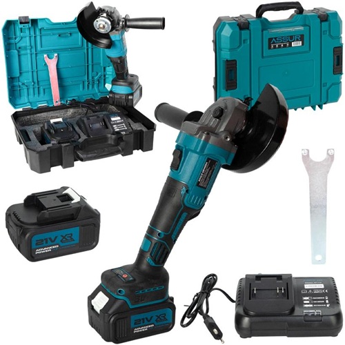 Акумуляторна кутова шліфувальна машина 125мм 21V, 2 акумулятори в кейсі