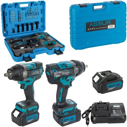 Акумуляторний безщітковий гайковерт 21V, 700 Нм, 2 акумулятори, набір аксесуарів, в кейсі