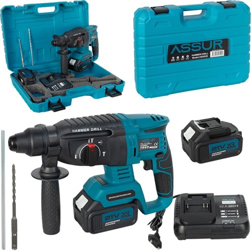 Акумуляторний перфоратор 21V, 2 акумулятори 3000 mAh, набір в кейсі