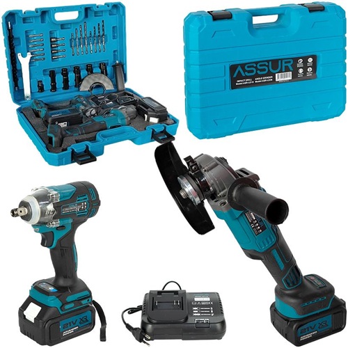 Акумуляторний набір 2-в-1: кутошліфувальна машина 125 мм + гайковерт 280 Нм, 21V