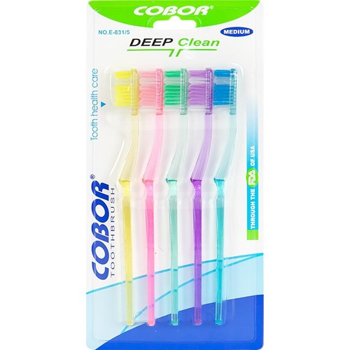Набір зубних щіток «Cobor» 19см на блістері 5шт