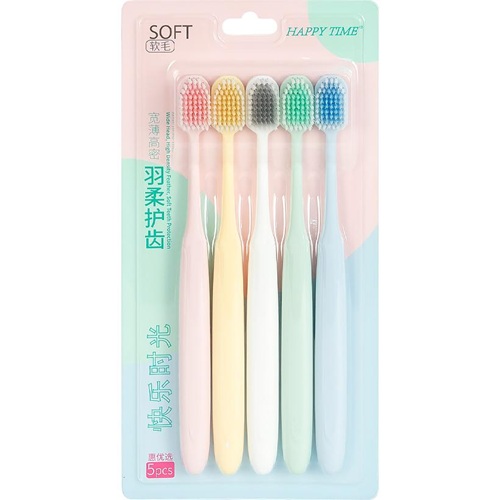 Набор зубных щеток "Happy time" SOFT 19см на блистере 5шт