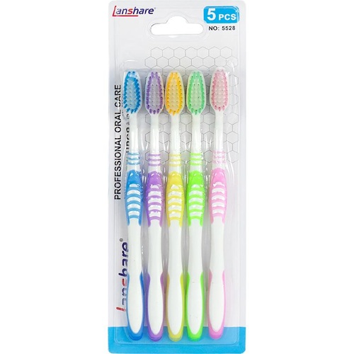 Набір зубних щіток "Lanshare" 18см на блістері 5шт